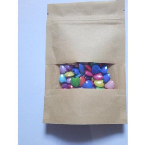 Hot 18cmx30cm stand-up zip lock brown kraft paper bag leisure nut bag with matte window and gift packing ziplock Bags