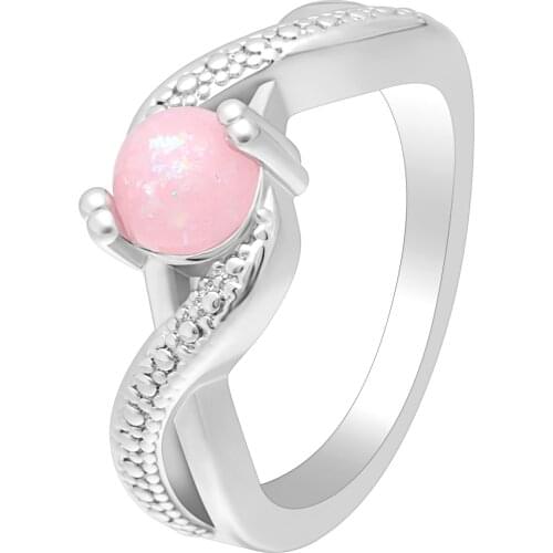 Hainon Stylish Fire Opal Finger Rings For Women Simple Round Rings Silver Plated Jewelry Fashion Engagement Rings