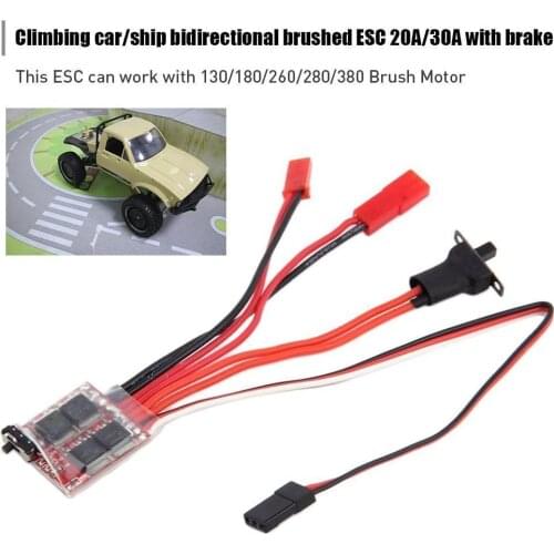 RC ESC 20A 30A Brush Motor Speed Controller w/ Brake Boat Tank For RC Parts Car U4H9