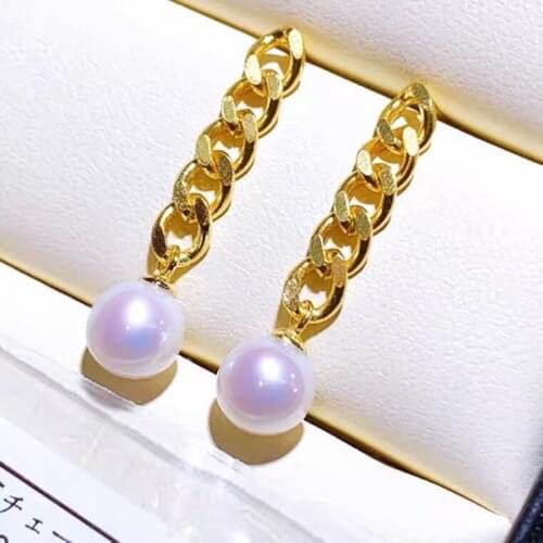 Round 7-8mm Quality Freshwater Pearl Earrings For Women Fashion Vintage White Pearl Earrings Wedding Gifts