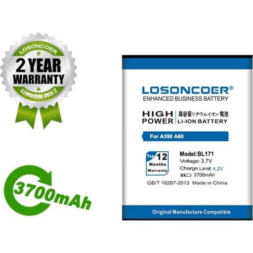 LOSONCOER Battery 3700mAh BL171 Mobile Phone Battery for Lenovo A319 A356 A368 A370e A376 A60 A65 A500 A390 A390T Phone