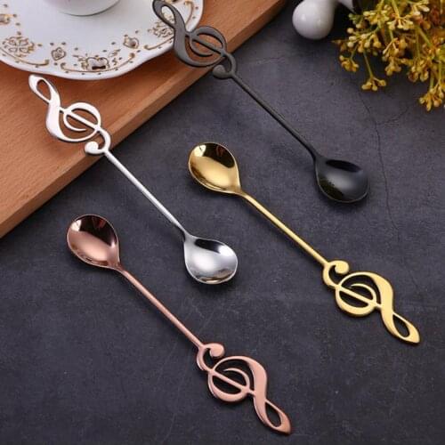 MICCK Creative Note Stainless Steel Coffee Spoon Barista Tools For Kitchen Decoration Cappuccino Latte Coffee Stirring Teaspoon