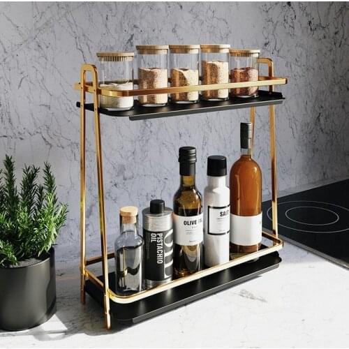 Punch-free multi-layer kitchen organizer Japanese-style modern minimalist condiment storage rack fashion light luxury shelf