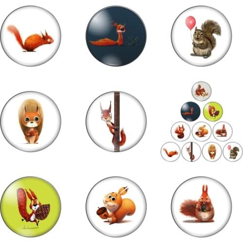 Cartoon Naughty Squirrel Lovely Animal 12mm/20mm/25mm/30mm Round Photo Glass Cabochon Demo Flat Back Making Findings