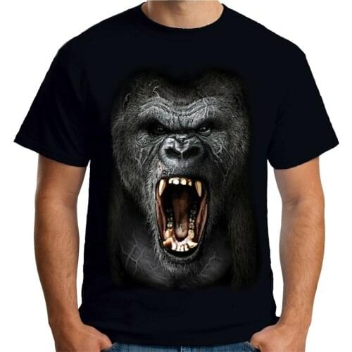 Velocitee Mens T-Shirt Angry Gorilla Face Roar King Kong A22298