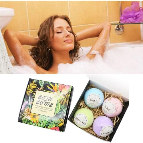 4pcs Bath Bombs Set Explosion Ball Spa Moisturizes Bubble Bath Salts Exfoliating Stress Relief Bathroom Cleaning Soap
