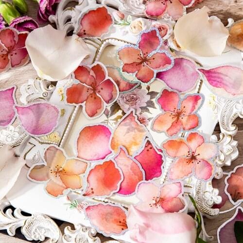 30PCS/Pack Silver Foil Printed Decorative Floral Stickers For Scrapbooking Cell Cover Diary Student Stationery Album Gift DIY