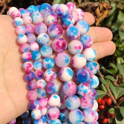 Natural Stone Round Colorful Persian Jades Loose Spacer Beads For Jewelry Making DIY Bracelet Accessories 15'' Strands 6/8/10mm