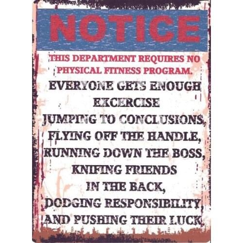 Notice This Department Funny Metal Sign Retro Vintage Style Tin Man Cave