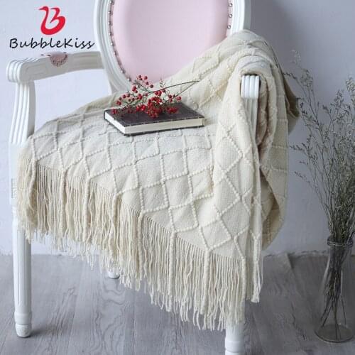 Sofa Blanket Spot Warm Blanket Cloth Model Room Blanket Large Diamond Nordic Style knitted blanket Photo Decorate Blanket