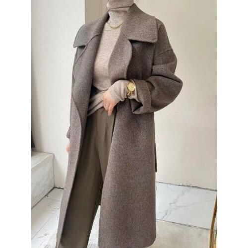 Autumn and winter new wool coat cashmere coat womens long coat thickened