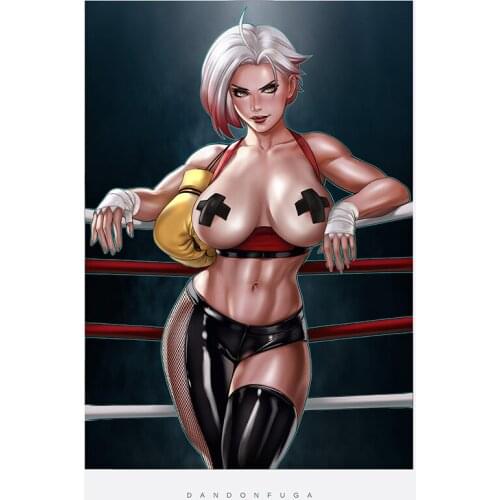 Print Anime Boxing Girl Art Canvas Poster Cool Woman Boxer Picture Custom 16x24 24x36 Inch Living Room Wall Decoration Paintings