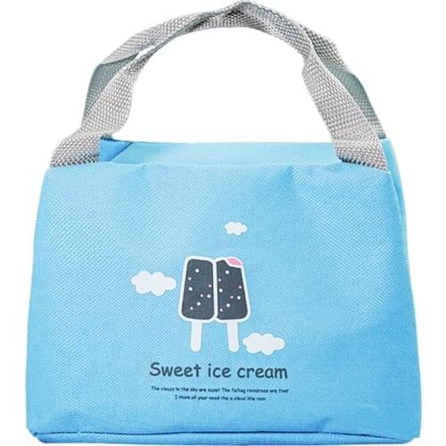 Cartoon Printing Portable Customized Large Capacity Lunch Box Insulated Bag School Office Supply Cosmetics Canvas Handbag