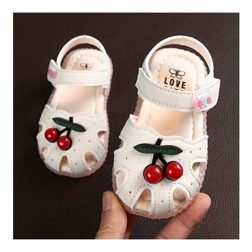 Summer Baby Sandals for Girls Cherry Closed Toe Toddler Infant Kids Princess Walkers Baby Little Girls Shoes Sandals