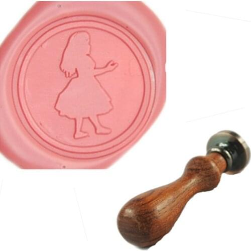Alice Wax Seal Stamp, Brass Head with Wooden Handle, Wedding Invitation Wax Seal Sealing