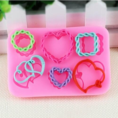 Lace Heart Shape Fondant Cake Silicone Mold Chocolate Pastry Ice Cube Mould Baking Biscuits Candy Molds Cake Decoration Tools