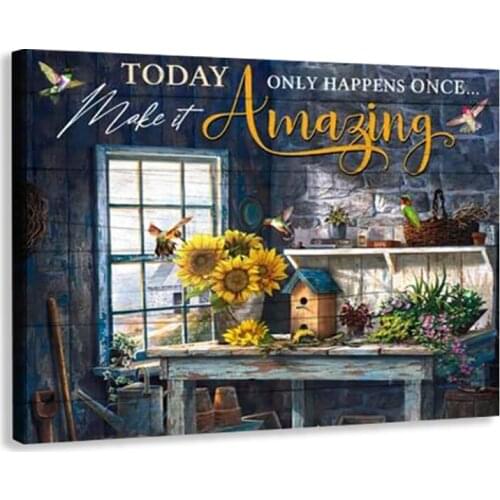 Vintage Sunflower Canvas Room Poster Wall Art Home Decor Painting Minimalist Inspiration Motivation Today Make it amazing Prints