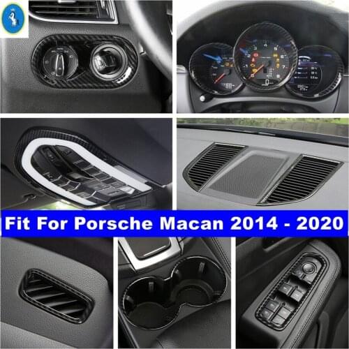 Interior Refit Kit Dashboard AC Air / Lift Button / Head / Reading Lamps / Cup Holder Cover Trim For Porsche Macan 2014 - 2020