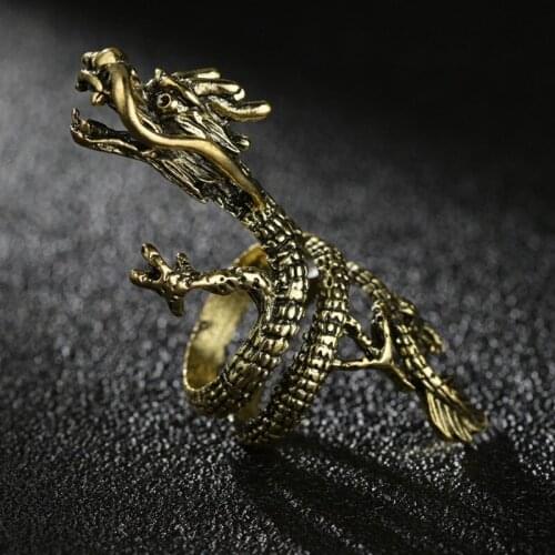 High Quality Vintage Gothic Gold Dragon Ring Men Knuckle Joint Men Ring Punk Jewelry Mens Fashion Gifts Bijoux
