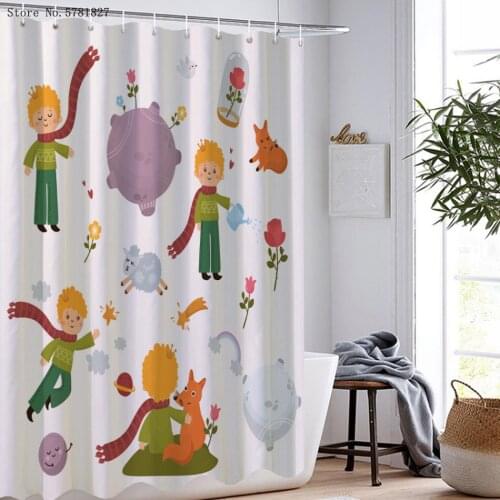 The Little Prince Shower Curtains 3D Print Little Boy Waterproof Polyester Home Custom Shower Curtain Cartoon Bathroom Curtain