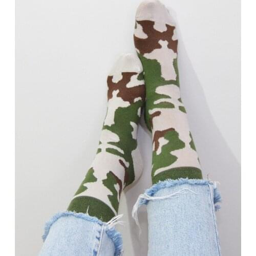 Iconsocks Green Camouflage Pattern Design Female Socket Socks