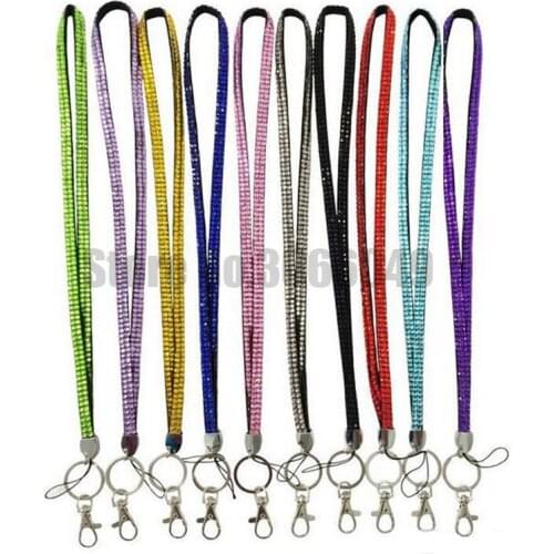 200pcs 36cm New Rhinestone Bling Crystal Custom Lanyard ID Badge Cell Phone and Key Holder