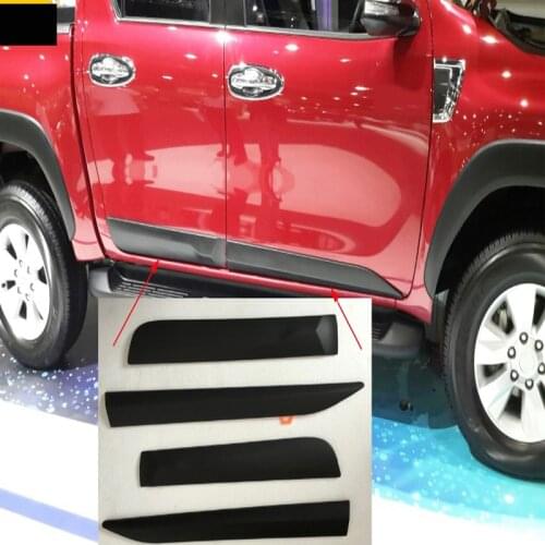 4pcs For Hilux accessories ABS injection black side molding body kits trim for toyota hilux revo 2015-2017 styling molding