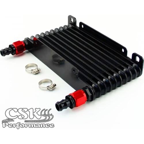 AN10 32mm Aluminum 10 Row Engine/Transmission Racing Oil Cooler+Fittings Black