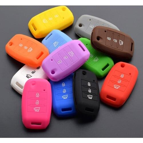 Car Fob Key For KIA Sid Rio Soul Sportage Ceed Sorento Cerato K2 K3 K4 K5 3 Button Flip Folding protect Silicone Cover Case