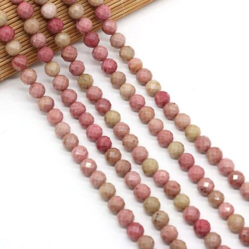 Natural Stone Beads Round Shape Faceted Mahogany spar Stone Loose Beaded For Jewelry Making DIY Bracelet Necklace Accessories