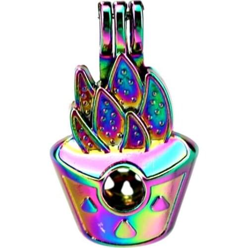 C821 5pcs/lot COLORS Multicolor Cactus Beads Cage Pendant Locket Fairytale Party Essential Oil Diffuser