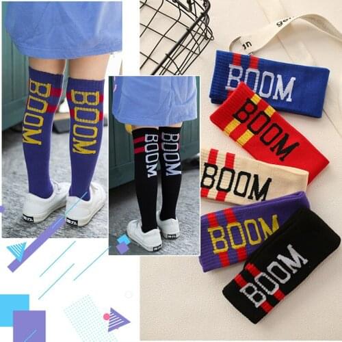 Girls' Stockings Spring and Autumn Thin Style Fashion Trend Cotton Over The Knee Socks English Letters Baby Socks