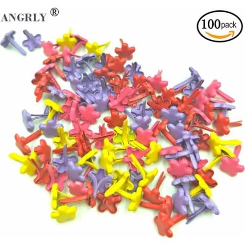 100Pcs 7mm Mixed Color Flower Scrapbook Plum Flower Metal Brads For Kids Diy Photo Album Handmade Paper Gifts Embellishments