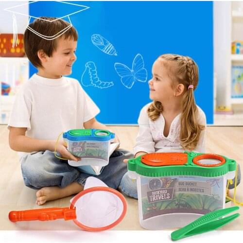 Besegad Kid Exploration Bug Catch Insect Toy Includes Butterfly Net Tweezers Box Magnifier Early Education Experimental Research