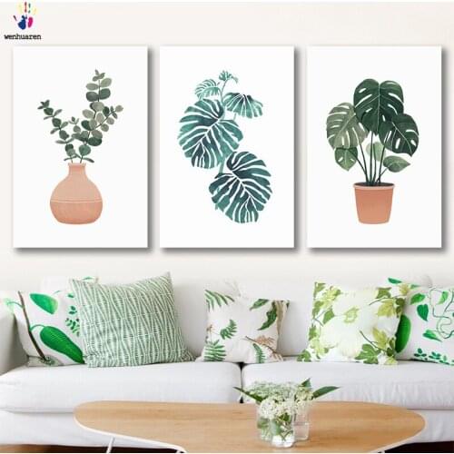 DIY colorings pictures by numbers with colors Small fresh leaves watercolor picture drawing painting by numbers framed Home