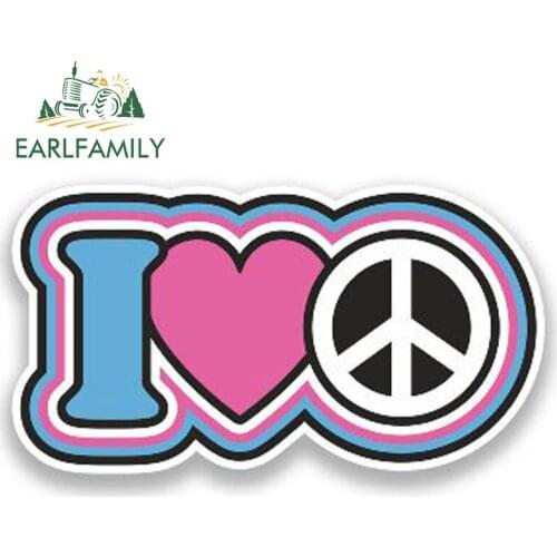 EARLFAMILY 13cm x 6.5cm I Love Peace Retro Sticker Car Styling Accessories Reflective Waterproof Funny Vinyl Decal Car Stickers