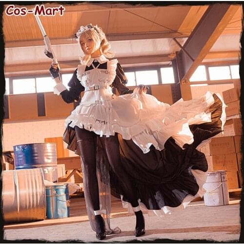 Elegant Spades Battle Maid Outfit Cosplay Costume Gorgeous Black White Lovely Dress Female Activity Party Role Play Clothing