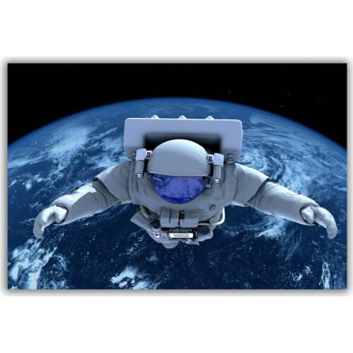 HT025 Spectacular Universe Earth And Moon Space Station Astronaut Silk Fabric Poster Art Decor Indoor Painting Gift