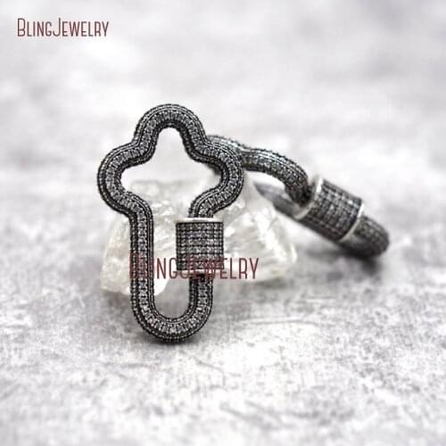 Cross Clear Ziricon CZ Micro Pave Screw Clasp Lock Carabiner Pave Lock 14x28mm FC29269