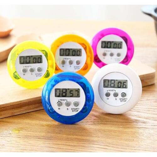 Kitchen Cooking Timer Digital Alarm Gadgets Mini Cute Round LCD Display Count Down Tools With Clip LX5578