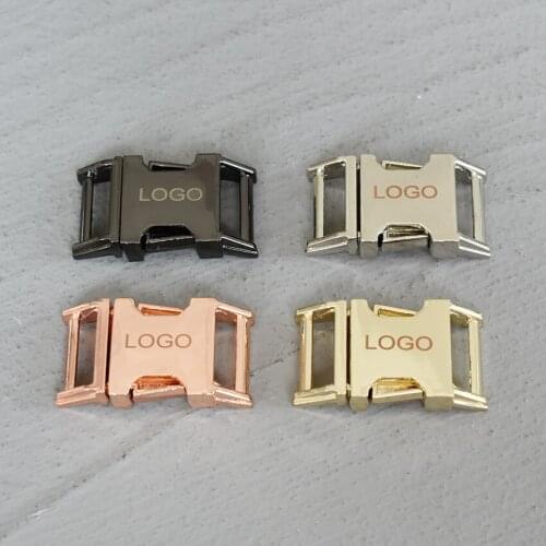LOGO 20 Pcs 15mm Laser Engraving Metal Quick Side Release Buckles for Webbing Tactical Belt Safety Strong Hooks Clips DIY