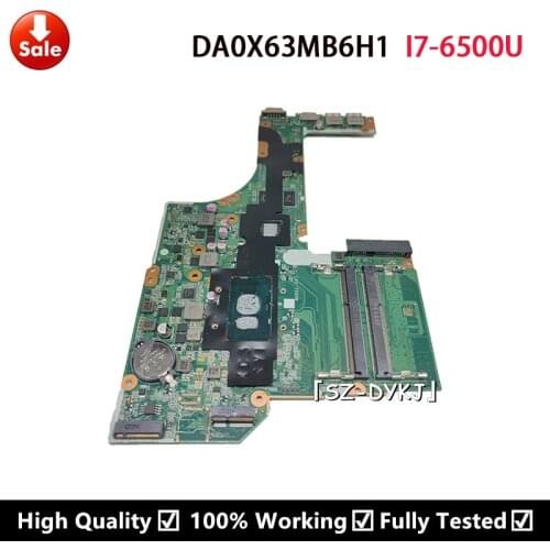 For HP Probook 450 G3 PC Laptop motherboard With SR2EZ I7-6500U CPU DA0X63MB6H1 X63 Mainboard