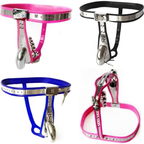 Manyjoy Stainless Steel Male Chastity Belt with Anal Plug Metal Bdsm Bondage Lock Chastity Cage Chastity Device Sex Toys