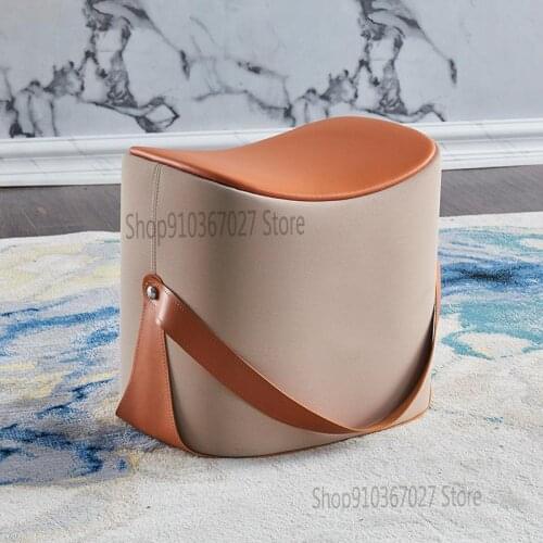 Low stool creative portable saddle stool Nordic fabric sofa supporting foot pedal live room shoe changing stool porch stool