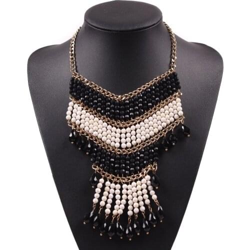 New Model Bohemia Multi Color Gold Color Chain Necklace for Ladies Party Acrylic Bead Pendant Necklace for Women USA Jewelry