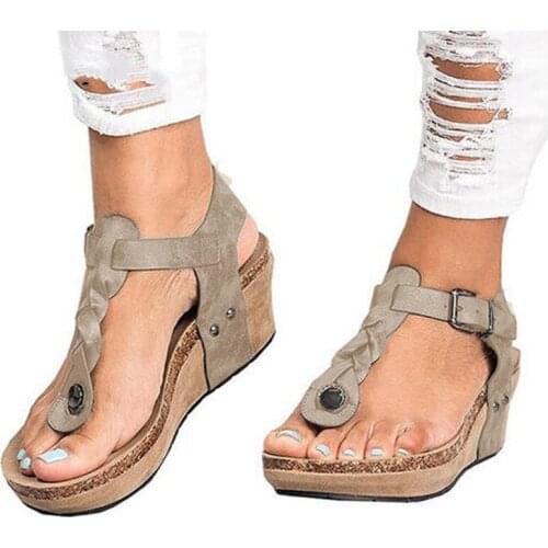 2019 New Summer Womens Sandals Women Wedges Shoes High Heels Ladies Shoes For Beach Flip Flop Platform Sandalias Mujer XKD4317