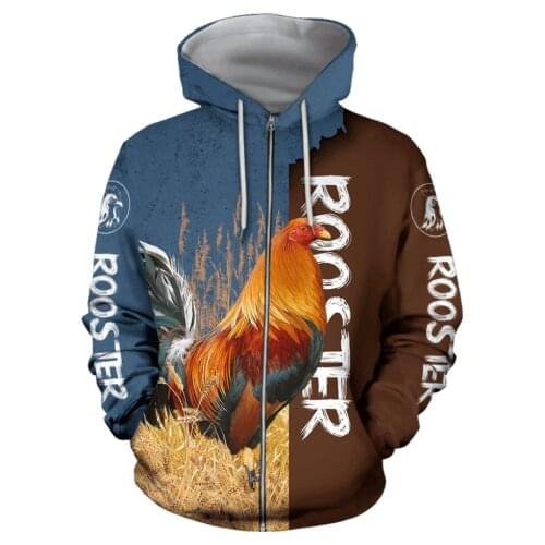 Autumn Hoodies Clothes Hunting Rooster 3D Printed Mens Sweatshirt Unisex Streetwear Pullover Casual Jacket Tracksuits KJ0173
