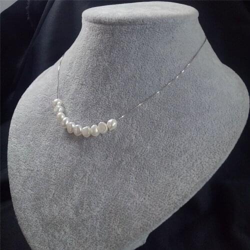 Freshwater pearl white/purple baroque 6-8mm +s925 necklace wholesale for women xmas gift