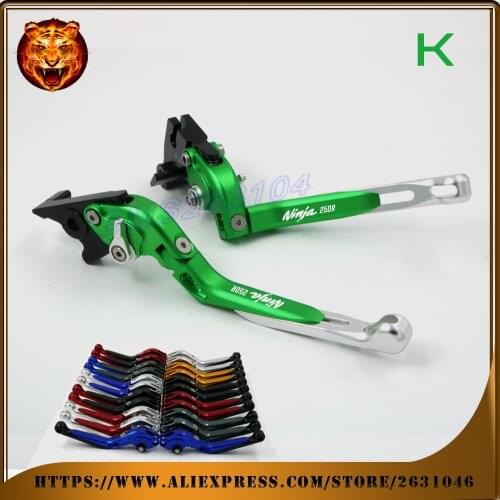 Adjustable Folding Extendable Brake Clutch Lever For kawasaki NINJA 250R NINJA250R With logo Motorcycle green 2009 2010 2014 13