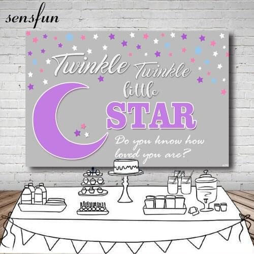 Sensfun Purple Blue White Pink Twinkle Twinkle Little Star Photography Backgrounds Baby Shower Newborn Backdrop For Photo Studio
